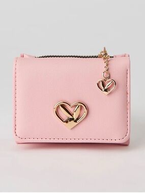 Playboy Pink Trifold Folding Wallet Zipper Chain Charm ID Window Bunny